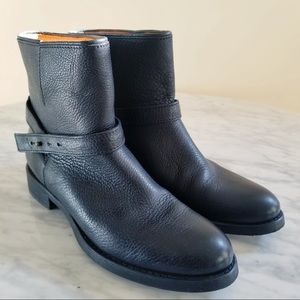 Madewell Leather Biker Moto Black Ankle Boots